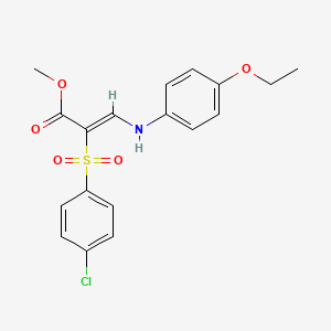 molecular formula C18H18ClNO5S B2367230 methyl (2Z)-2-[(4-chlorophenyl)sulfonyl]-3-[(4-ethoxyphenyl)amino]acrylate CAS No. 1327168-55-7