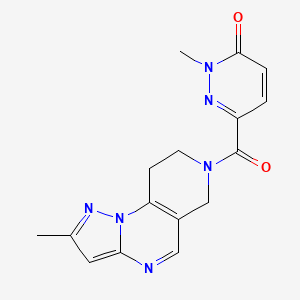 molecular formula C16H16N6O2 B2367239 2-methyl-6-(2-methyl-6,7,8,9-tetrahydropyrazolo[1,5-a]pyrido[3,4-e]pyrimidine-7-carbonyl)pyridazin-3(2H)-one CAS No. 1798040-39-7
