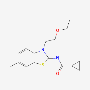 molecular formula C16H20N2O2S B2367244 (Z)-N-(3-(2-乙氧基乙基)-6-甲基苯并[d]噻唑-2(3H)-亚烷基)环丙烷甲酰胺 CAS No. 865162-15-8
