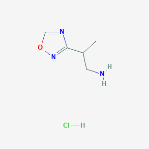 molecular formula C5H10ClN3O B2367245 2-(1,2,4-Oxadiazol-3-yl)propan-1-amine hydrochloride CAS No. 2137851-43-3