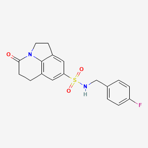 molecular formula C18H17FN2O3S B2367249 N-(4-fluorobenzyl)-4-oxo-1,2,5,6-tetrahydro-4H-pyrrolo[3,2,1-ij]quinoline-8-sulfonamide CAS No. 898462-56-1