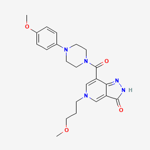 molecular formula C22H27N5O4 B2367276 7-(4-(4-methoxyphenyl)piperazine-1-carbonyl)-5-(3-methoxypropyl)-2H-pyrazolo[4,3-c]pyridin-3(5H)-one CAS No. 1219912-43-2