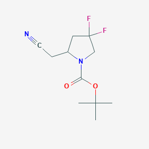 molecular formula C11H16F2N2O2 B2367311 叔丁基 2-(氰基甲基)-4,4-二氟吡咯烷-1-羧酸酯 CAS No. 2460757-44-0