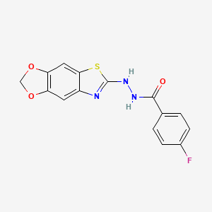 molecular formula C15H10FN3O3S B2367315 N'-([1,3]dioxolo[4,5-f][1,3]benzothiazol-6-yl)-4-fluorobenzohydrazide CAS No. 851988-54-0