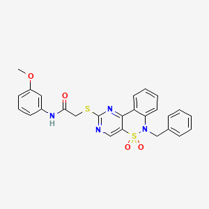 2-((6-benzyl-5,5-dioxido-6H-benzo[c]pyrimido[4,5-e][1,2]thiazin-2-yl)thio)-N-(3-methoxyphenyl)acetamide