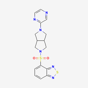 molecular formula C16H16N6O2S2 B2367333 4-[(2-Pyrazin-2-yl-1,3,3a,4,6,6a-hexahydropyrrolo[3,4-c]pyrrol-5-yl)sulfonyl]-2,1,3-benzothiadiazole CAS No. 2415518-39-5