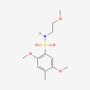 molecular formula C12H19NO5S B2367340 2,5-dimethoxy-N-(2-methoxyethyl)-4-methylbenzenesulfonamide CAS No. 873578-65-5