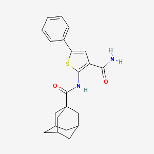 molecular formula C22H24N2O2S B2367359 2-((1s,3s)-金刚烷-1-甲酰胺基)-5-苯基噻吩-3-甲酰胺 CAS No. 1286704-38-8