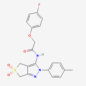 2-(4-fluorophenoxy)-N-[2-(4-methylphenyl)-5,5-dioxo-4,6-dihydrothieno[3,4-c]pyrazol-3-yl]acetamide