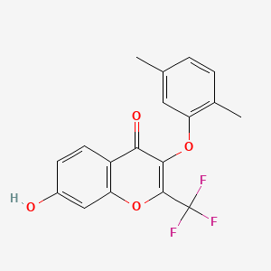 molecular formula C18H13F3O4 B2367390 3-(2,5-Dimethylphenoxy)-7-hydroxy-2-(trifluoromethyl)chromen-4-one CAS No. 459419-20-6