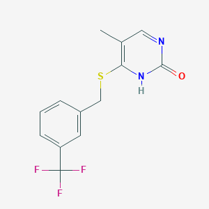 molecular formula C13H11F3N2OS B2367405 5-methyl-6-[[3-(trifluoromethyl)phenyl]methylsulfanyl]-1H-pyrimidin-2-one CAS No. 898421-77-7