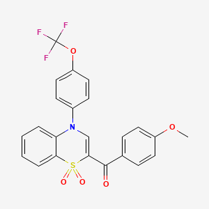 {1,1-dioxido-4-[4-(trifluoromethoxy)phenyl]-4H-1,4-benzothiazin-2-yl}(4-methoxyphenyl)methanone