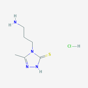 molecular formula C6H13ClN4S B2367425 4-(3-Aminopropyl)-3-methyl-1H-1,2,4-triazole-5-thione;hydrochloride CAS No. 2344679-74-7
