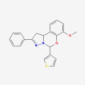 molecular formula C21H18N2O2S B2367444 7-甲氧基-2-苯基-5-(噻吩-3-基)-5,10b-二氢-1H-苯并[e]吡唑并[1,5-c][1,3]恶嗪 CAS No. 899746-30-6