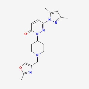molecular formula C19H24N6O2 B2367451 6-(3,5-Dimethylpyrazol-1-yl)-2-[1-[(2-methyl-1,3-oxazol-4-yl)methyl]piperidin-4-yl]pyridazin-3-one CAS No. 2380171-76-4