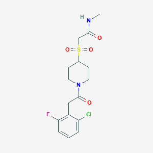 molecular formula C16H20ClFN2O4S B2367460 2-((1-(2-(2-氯-6-氟苯基)乙酰)哌啶-4-基)磺酰)-N-甲基乙酰胺 CAS No. 1797838-43-7