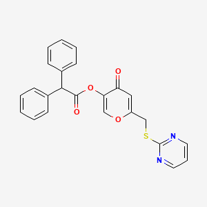 molecular formula C24H18N2O4S B2367465 4-氧代-6-((嘧啶-2-基硫代)甲基)-4H-吡喃-3-基 2,2-二苯基乙酸酯 CAS No. 877637-51-9