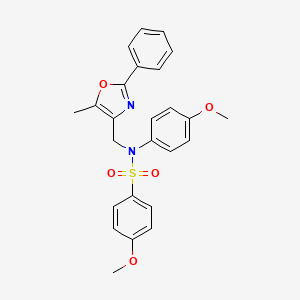 molecular formula C25H24N2O5S B2367469 4-甲氧基-N-(4-甲氧基苯基)-N-((5-甲基-2-苯基恶唑-4-基)甲基)苯磺酰胺 CAS No. 1251692-85-9