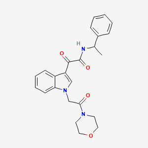 molecular formula C24H25N3O4 B2367477 2-(1-(2-morpholino-2-oxoethyl)-1H-indol-3-yl)-2-oxo-N-(1-phenylethyl)acetamide CAS No. 872856-91-2