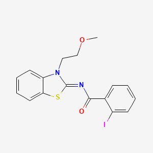 B2367478 2-iodo-N-[3-(2-methoxyethyl)-1,3-benzothiazol-2-ylidene]benzamide CAS No. 959747-28-5