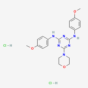 molecular formula C21H26Cl2N6O3 B2367480 N2,N4-双(4-甲氧苯基)-6-吗啉-1,3,5-三嗪-2,4-二胺二盐酸盐 CAS No. 1179498-51-1