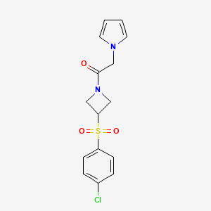 molecular formula C15H15ClN2O3S B2367504 1-(3-((4-chlorophenyl)sulfonyl)azetidin-1-yl)-2-(1H-pyrrol-1-yl)ethanone CAS No. 1797317-65-7