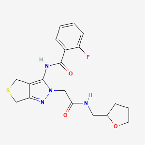 2-fluoro-N-(2-(2-oxo-2-(((tetrahydrofuran-2-yl)methyl)amino)ethyl)-4,6-dihydro-2H-thieno[3,4-c]pyrazol-3-yl)benzamide