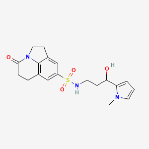 molecular formula C19H23N3O4S B2367534 N-[3-Hydroxy-3-(1-Methyl-1H-pyrrol-2-yl)propyl]-11-oxo-1-azatricyclo[6.3.1.0^{4,12}]dodeca-4(12),5,7-trien-6-sulfonamid CAS No. 1795305-27-9