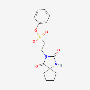 molecular formula C15H18N2O5S B2367540 Phenyl 2-(2,4-dioxo-1,3-diazaspiro[4.4]non-3-yl)ethanesulfonate CAS No. 294668-51-2