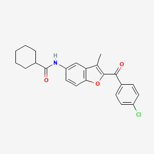 molecular formula C23H22ClNO3 B2367542 N-[2-(4-chlorobenzoyl)-3-methyl-1-benzofuran-5-yl]cyclohexanecarboxamide CAS No. 923211-34-1