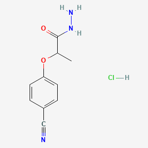 molecular formula C10H12ClN3O2 B2367547 2-(4-Cyanophenoxy)propanehydrazide hydrochloride CAS No. 2219419-27-7