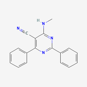 molecular formula C18H14N4 B2367548 4-(甲基氨基)-2,6-二苯基嘧啶-5-碳腈 CAS No. 65112-63-2