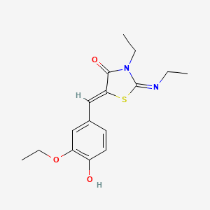 molecular formula C16H20N2O3S B2367562 (2Z,5Z)-5-(3-ethoxy-4-hydroxybenzylidene)-3-ethyl-2-(ethylimino)thiazolidin-4-one CAS No. 868142-78-3