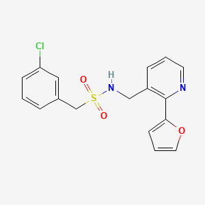 molecular formula C17H15ClN2O3S B2367563 1-(3-chlorophenyl)-N-((2-(furan-2-yl)pyridin-3-yl)methyl)methanesulfonamide CAS No. 2034562-12-2