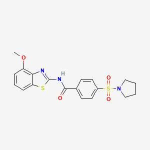 molecular formula C19H19N3O4S2 B2367573 N-(4-甲氧基苯并[d]噻唑-2-基)-4-(吡咯烷-1-磺酰基)苯甲酰胺 CAS No. 313528-71-1