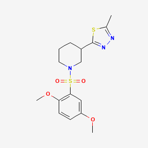 molecular formula C16H21N3O4S2 B2367577 2-(1-((2,5-Dimethoxyphenyl)sulfonyl)piperidin-3-yl)-5-methyl-1,3,4-thiadiazole CAS No. 1105202-71-8