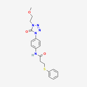 molecular formula C19H21N5O3S B2367580 N-(4-(4-(2-methoxyethyl)-5-oxo-4,5-dihydro-1H-tetrazol-1-yl)phenyl)-3-(phenylthio)propanamide CAS No. 1396881-16-5