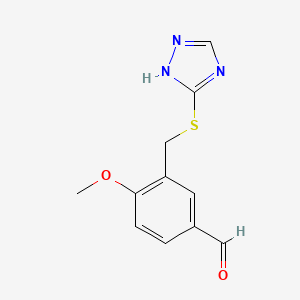 molecular formula C11H11N3O2S B2367597 4-methoxy-3-[(1H-1,2,4-triazol-3-ylthio)methyl]benzaldehyde CAS No. 442531-30-8