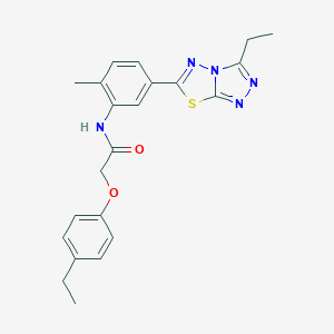 molecular formula C22H23N5O2S B236760 2-(4-ethylphenoxy)-N-[5-(3-ethyl[1,2,4]triazolo[3,4-b][1,3,4]thiadiazol-6-yl)-2-methylphenyl]acetamide 