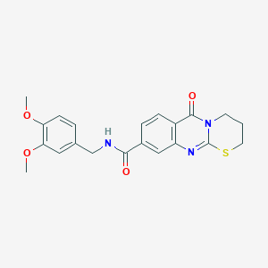 molecular formula C21H21N3O4S B2367604 N-(3,4-dimethoxybenzyl)-6-oxo-2,3,4,6-tetrahydro-[1,3]thiazino[2,3-b]quinazoline-9-carboxamide CAS No. 1251576-59-6