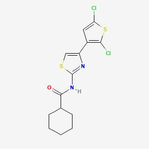 molecular formula C14H14Cl2N2OS2 B2367605 N-(4-(2,5-二氯噻吩-3-基)噻唑-2-基)环己烷甲酰胺 CAS No. 476296-61-4