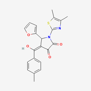 molecular formula C21H18N2O4S B2367616 1-(4,5-dimethylthiazol-2-yl)-5-(furan-2-yl)-3-hydroxy-4-(4-methylbenzoyl)-1H-pyrrol-2(5H)-one CAS No. 577696-62-9