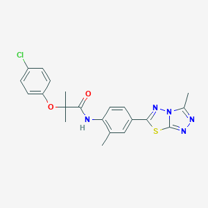 molecular formula C21H20ClN5O2S B236762 2-(4-chlorophenoxy)-2-methyl-N-[2-methyl-4-(3-methyl[1,2,4]triazolo[3,4-b][1,3,4]thiadiazol-6-yl)phenyl]propanamide 