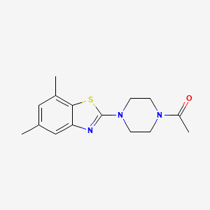 molecular formula C15H19N3OS B2367637 1-(4-(5,7-二甲基苯并[d]噻唑-2-基)哌嗪-1-基)乙酮 CAS No. 897483-07-7