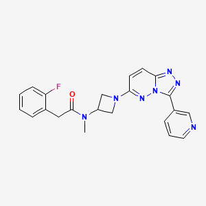 molecular formula C22H20FN7O B2367644 2-(2-Fluorophenyl)-N-methyl-N-[1-(3-pyridin-3-yl-[1,2,4]triazolo[4,3-b]pyridazin-6-yl)azetidin-3-yl]acetamide CAS No. 2379988-36-8