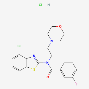 molecular formula C20H20Cl2FN3O2S B2367658 N-(4-氯苯并[d]噻唑-2-基)-3-氟-N-(2-吗啉基乙基)苯甲酰胺盐酸盐 CAS No. 1216677-01-8