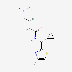 molecular formula C14H21N3OS B2367671 (E)-N-[Cyclopropyl-(4-methyl-1,3-thiazol-2-yl)methyl]-4-(dimethylamino)but-2-enamide CAS No. 2411333-36-1