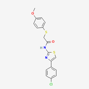 molecular formula C18H15ClN2O2S2 B2367674 N-[4-(4-氯苯基)-1,3-噻唑-2-基]-2-[(4-甲氧基苯基)硫代]乙酰胺 CAS No. 338966-03-3