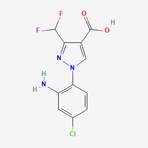 molecular formula C11H8ClF2N3O2 B2367679 1-(2-Amino-4-chlorophenyl)-3-(difluoromethyl)-1H-pyrazole-4-carboxylic acid CAS No. 1975117-94-2