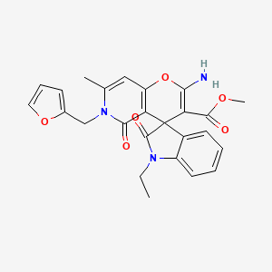 molecular formula C25H23N3O6 B2367684 Methyl 2'-amino-1-ethyl-6'-(furan-2-ylmethyl)-7'-methyl-2,5'-dioxospiro[indole-3,4'-pyrano[3,2-c]pyridine]-3'-carboxylate CAS No. 873571-43-8